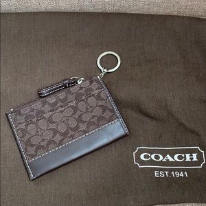 Coach brown card holder and keychain
